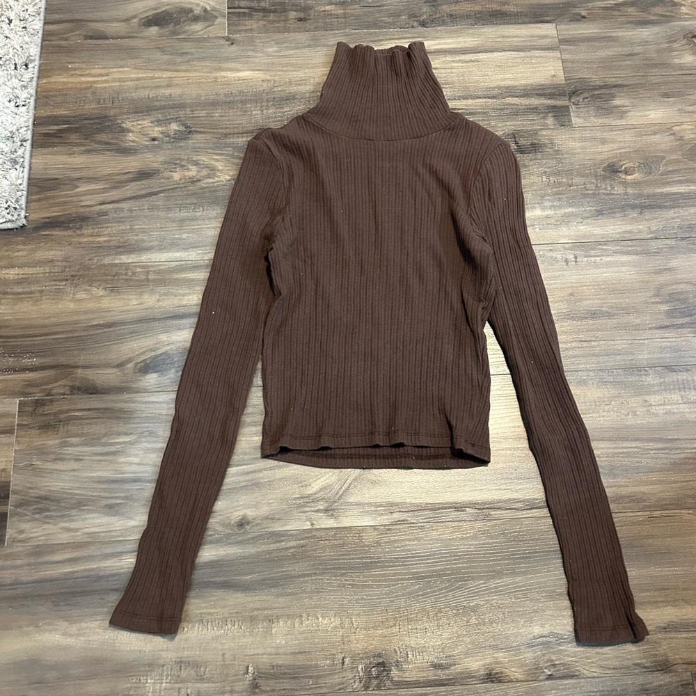Ambiance Chocolate Ribbed Knit Top - Picture 2 of 4